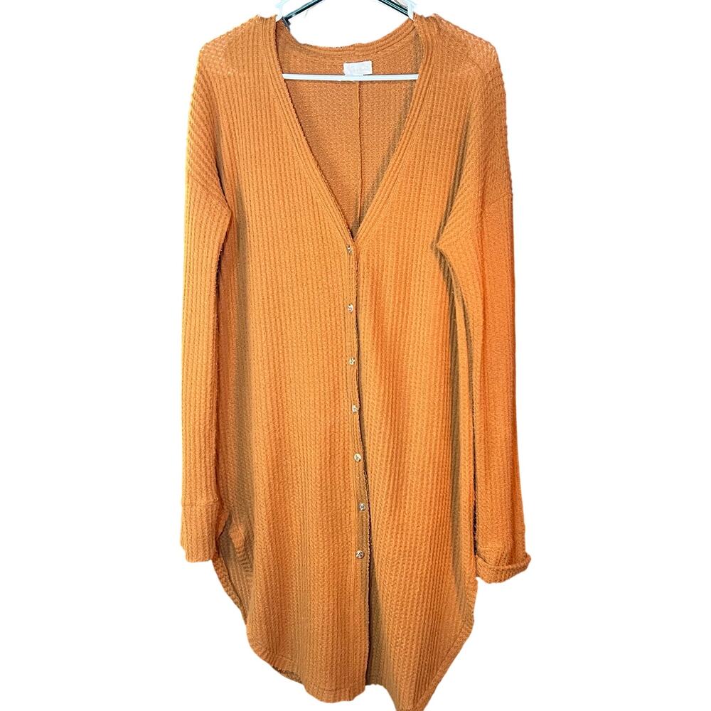 Rust Brown Cozy Earth Tone Long Sleeve Button Up Cardigan Sweater Size Large
